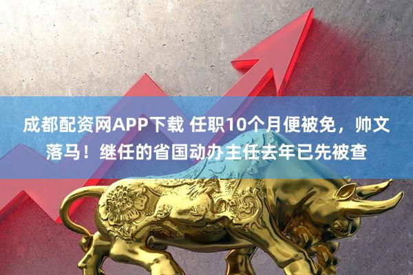 成都配资网APP下载 任职10个月便被免，帅文落马！继任的省国动办主任去年已先被查